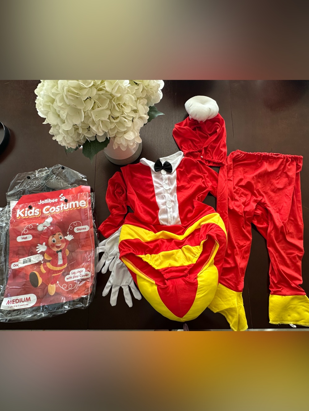 Jollibee-Inspired Kids Clown Costume in Red & Yellow - Medium